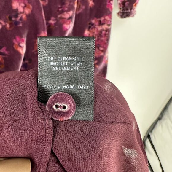 Rebecca Taylor Long Sleeve Jewel Paisley Velvet Dress in Plum Purple Size M Silk - Picture 10 of 11